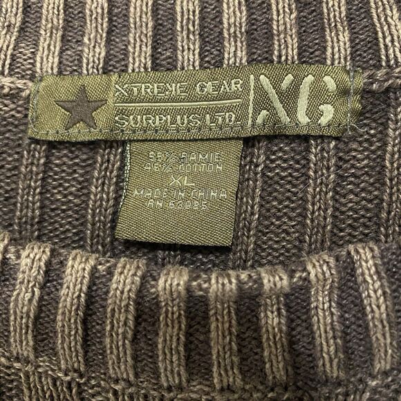 Xtreme Extreme Gear XG Ribbed Sweater Mens XL Brown Shoulder Patch Y2K Skate VTG - Picture 3 of 6